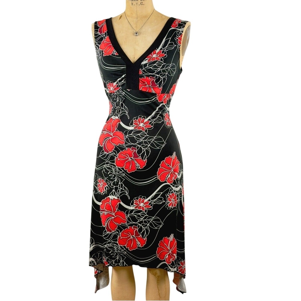 Vintage Y2K Babydoll Fairy Dress Size S Handkerchief Hem Dark Floral Whimsigoth